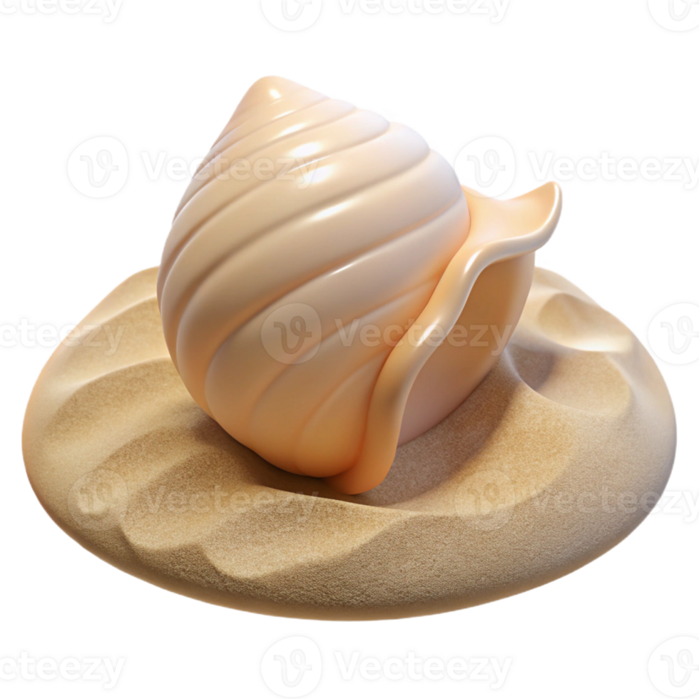 vibrant rustic A single, perfect seashell on a white sand beach, soft diffused lighting, minimalist style genuine png