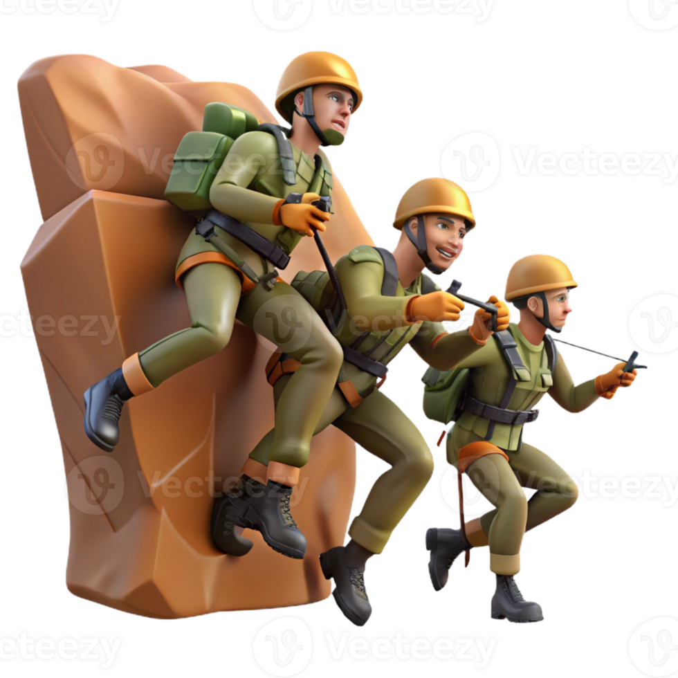 magnificent abstract A group of soldiers rappels down a cliff face, preparing for a surprise attack. Dynamic composition, action-adventure style genuine png