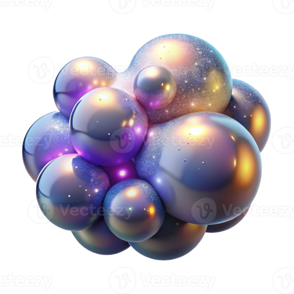 magnificent modern A cloud of iridescent bubbles, each containing a miniature galaxy, illuminated by a soft, cosmic glow, in a fantasy art style authentic png