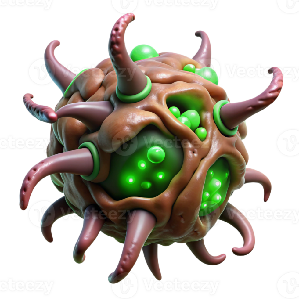 dramatic creative A grotesque, fleshy tumor pulsating with internal light, covered in writhing tentacles. Bio-horror, sickly green lighting genuine png