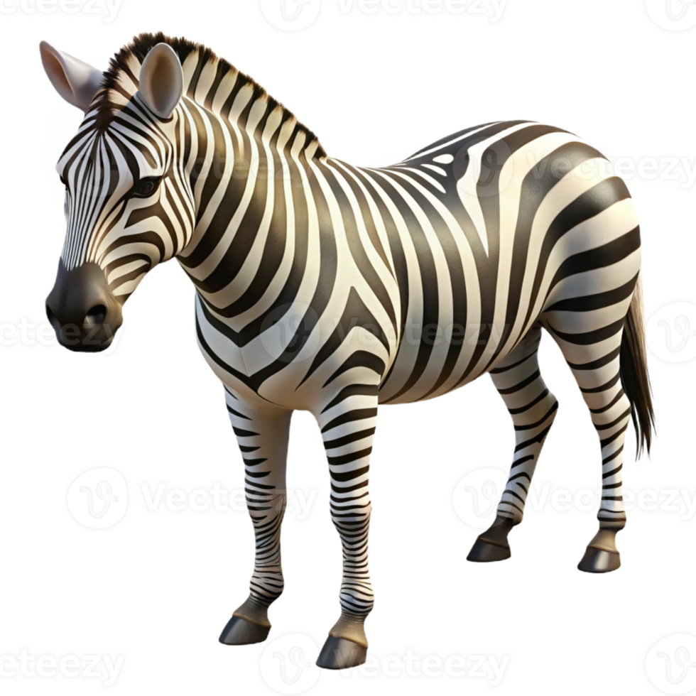 impressive classic A striped zebra grazing in the African savanna, its black and white stripes illuminated by the harsh sunlight, in a realistic, wildlife photography style professional png