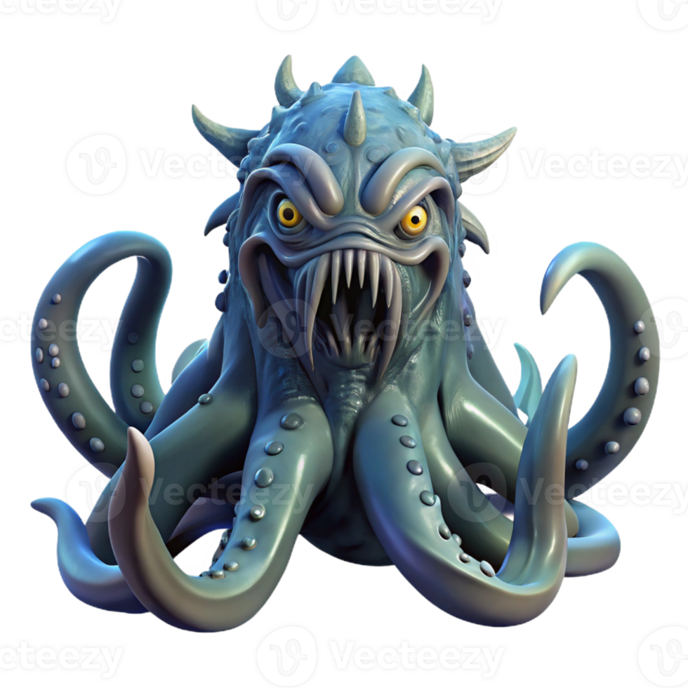 extraordinary rustic A monstrous, tentacled creature emerging from the depths of the ocean. Dark, underwater lighting. Lovecraftian horror, creature feature style original png