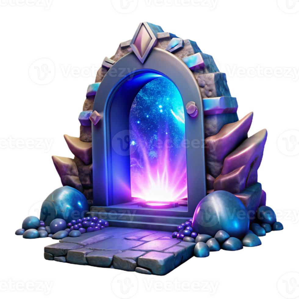 beautiful artistic A portal shimmering with energy, opening to a vibrant alien world. Bright, otherworldly lighting. Fantasy art style original png