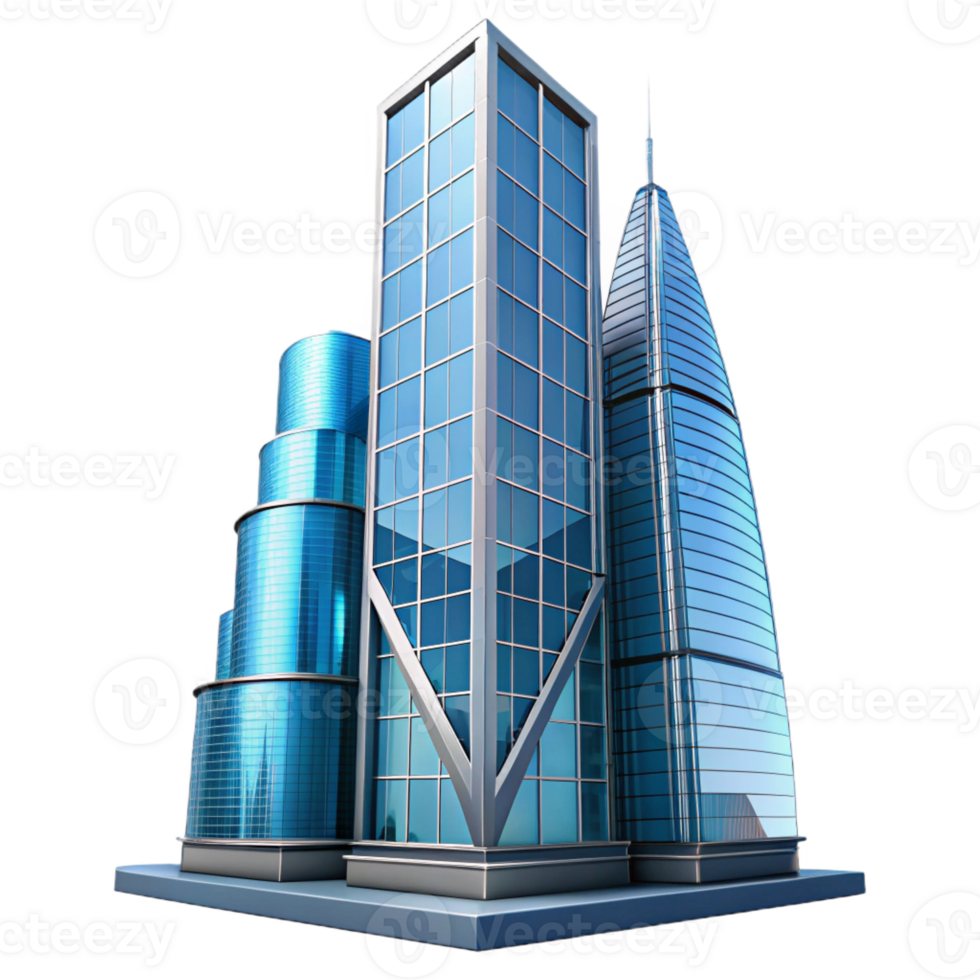 beautiful artistic Modern glass skyscraper reflecting the city skyline, sharp lines and angles, vibrant midday light, architectural photography style authentic png