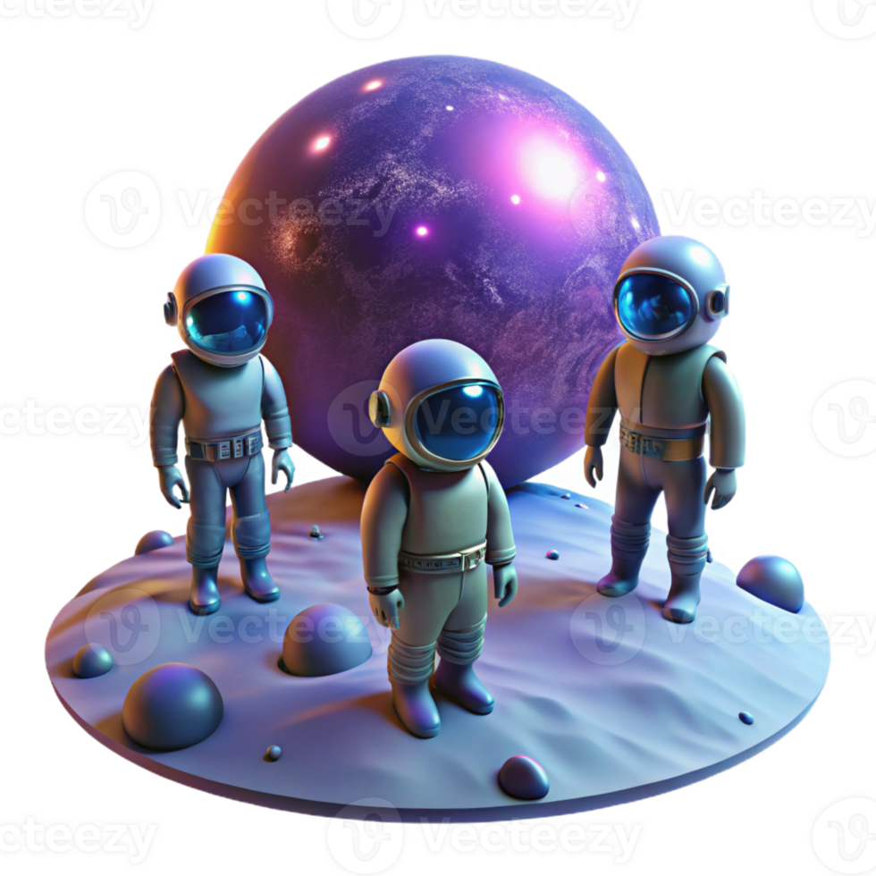 stunning modern A group of astronauts exploring a desolate, alien planet, illuminated by the light of a distant nebula. Sci-fi, cinematic lighting authentic png