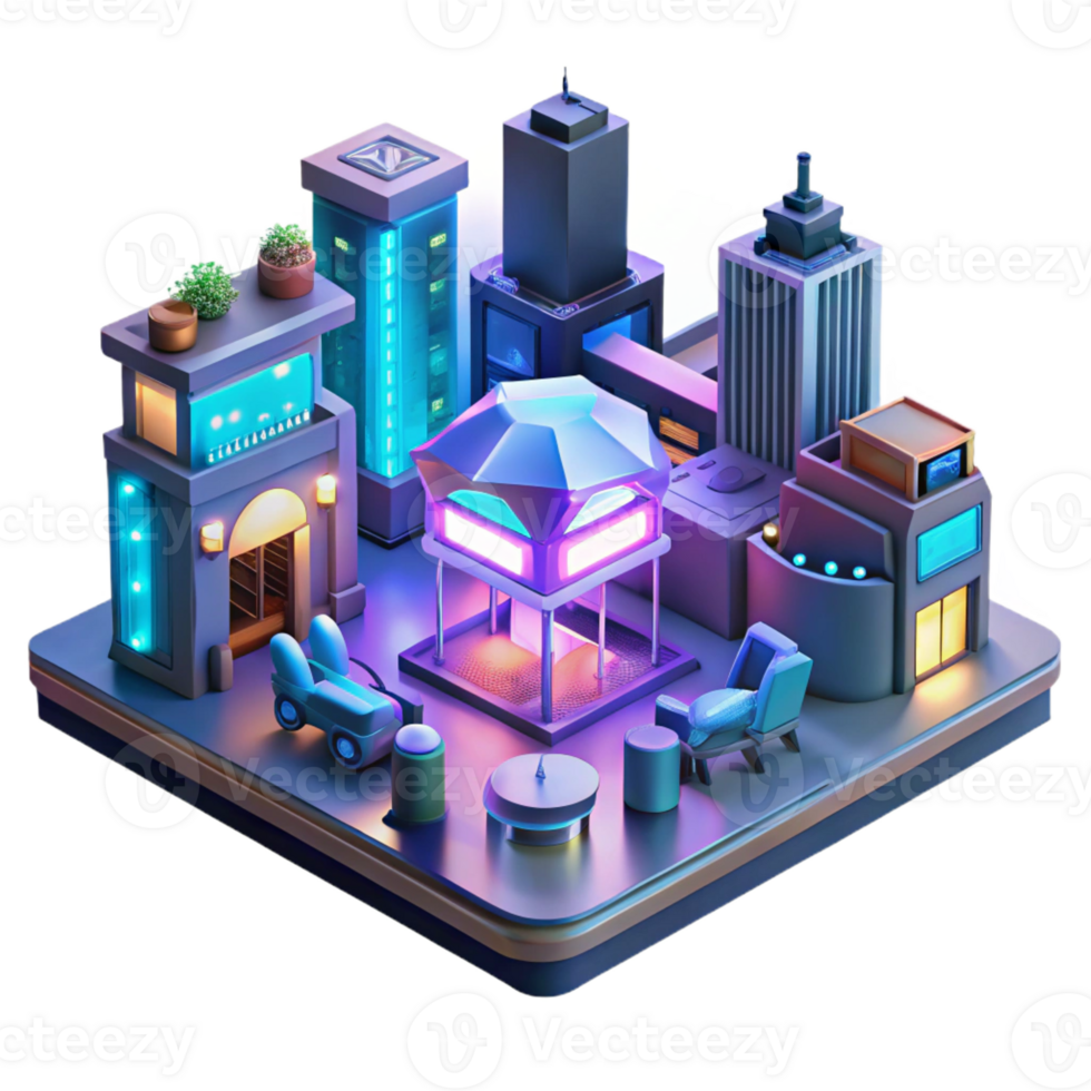 stunning contemporary A futuristic vehicle speeding through a neon-lit cityscape, illuminated by streaks of light and reflections, cyberpunk and dynamic, high quality png