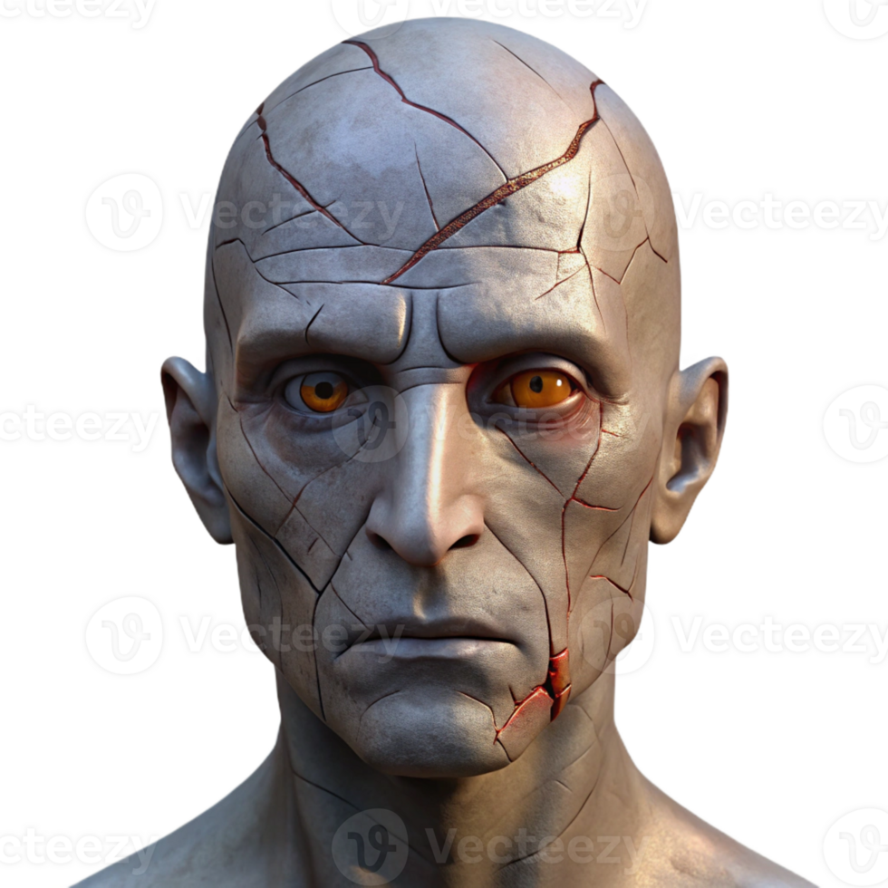 elegant modern A close-up of a cracked and weathered human face, etched with hardship, dramatic chiaroscuro lighting high quality png