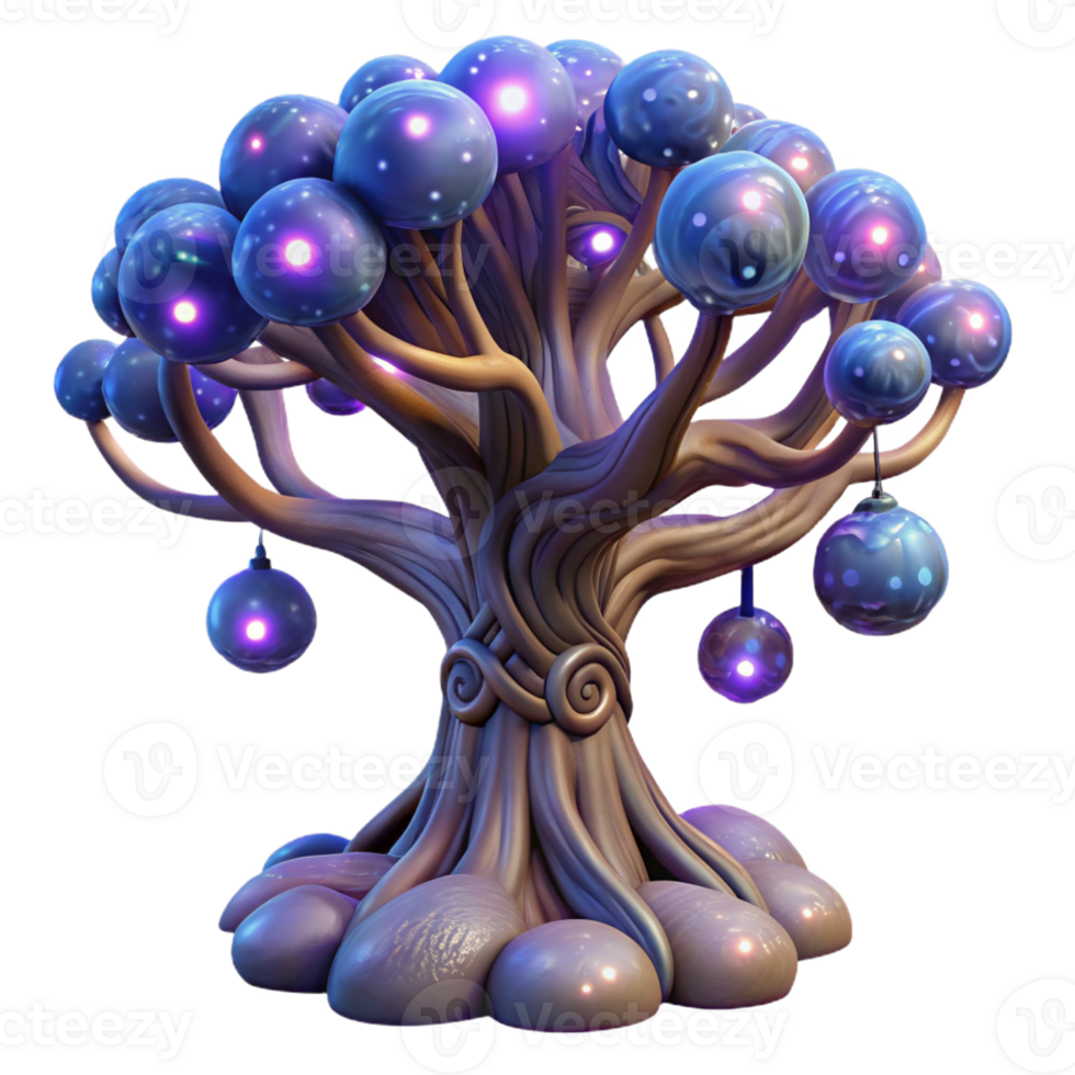 magnificent artistic A colossal, ancient tree with roots made of interwoven galaxies, its branches holding glowing orbs of memories, lit by moonlight, Fantasy Art style genuine png