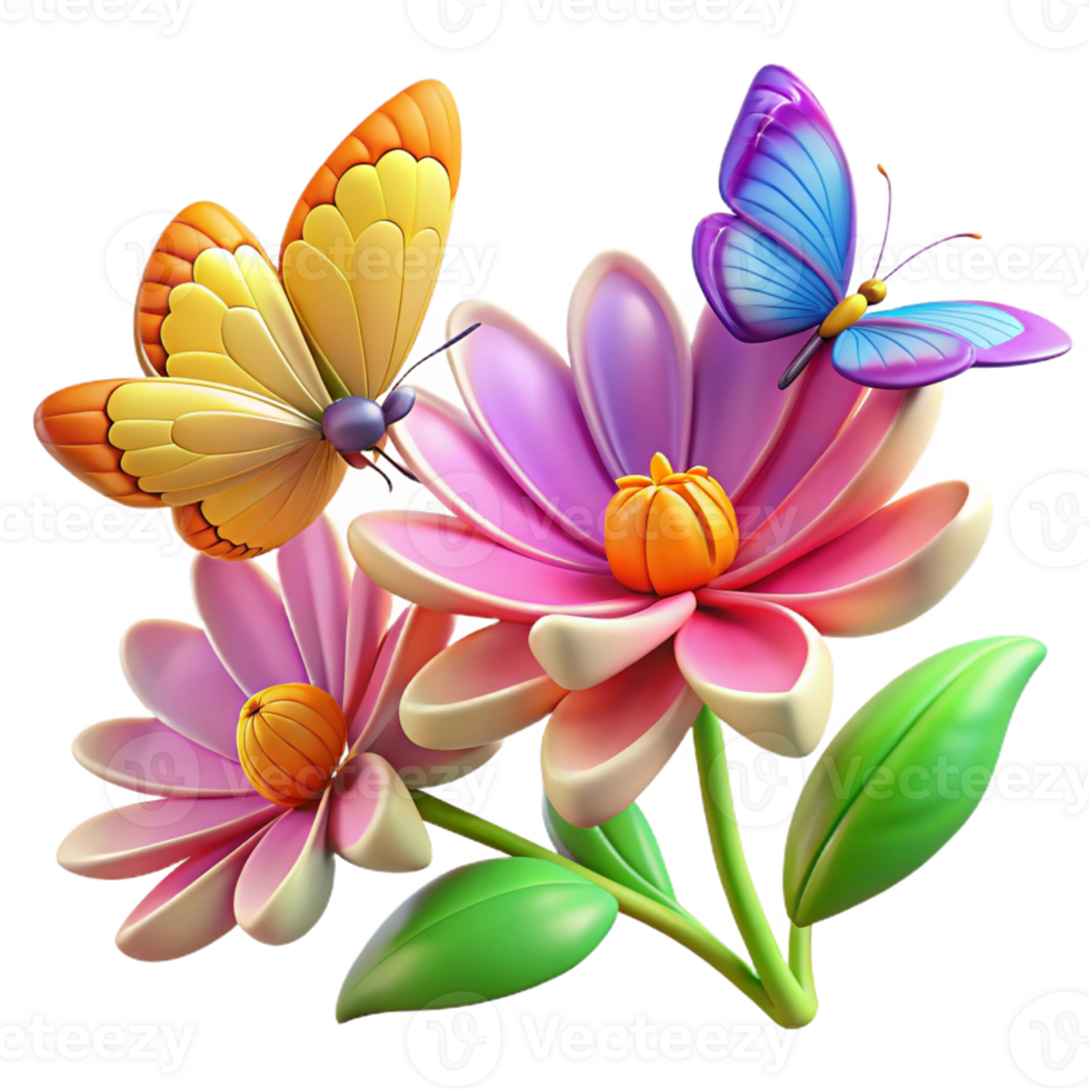 serene contemporary A group of butterflies fluttering around a flower, vibrant colors, natural lighting high resolution png