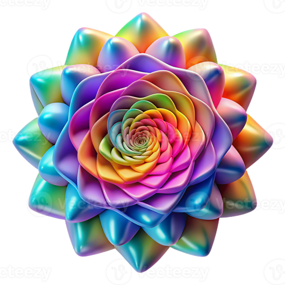 serene contemporary A complex, multi-layered fractal, illuminated by a shifting, rainbow gradient, in a mathematical art style premium png