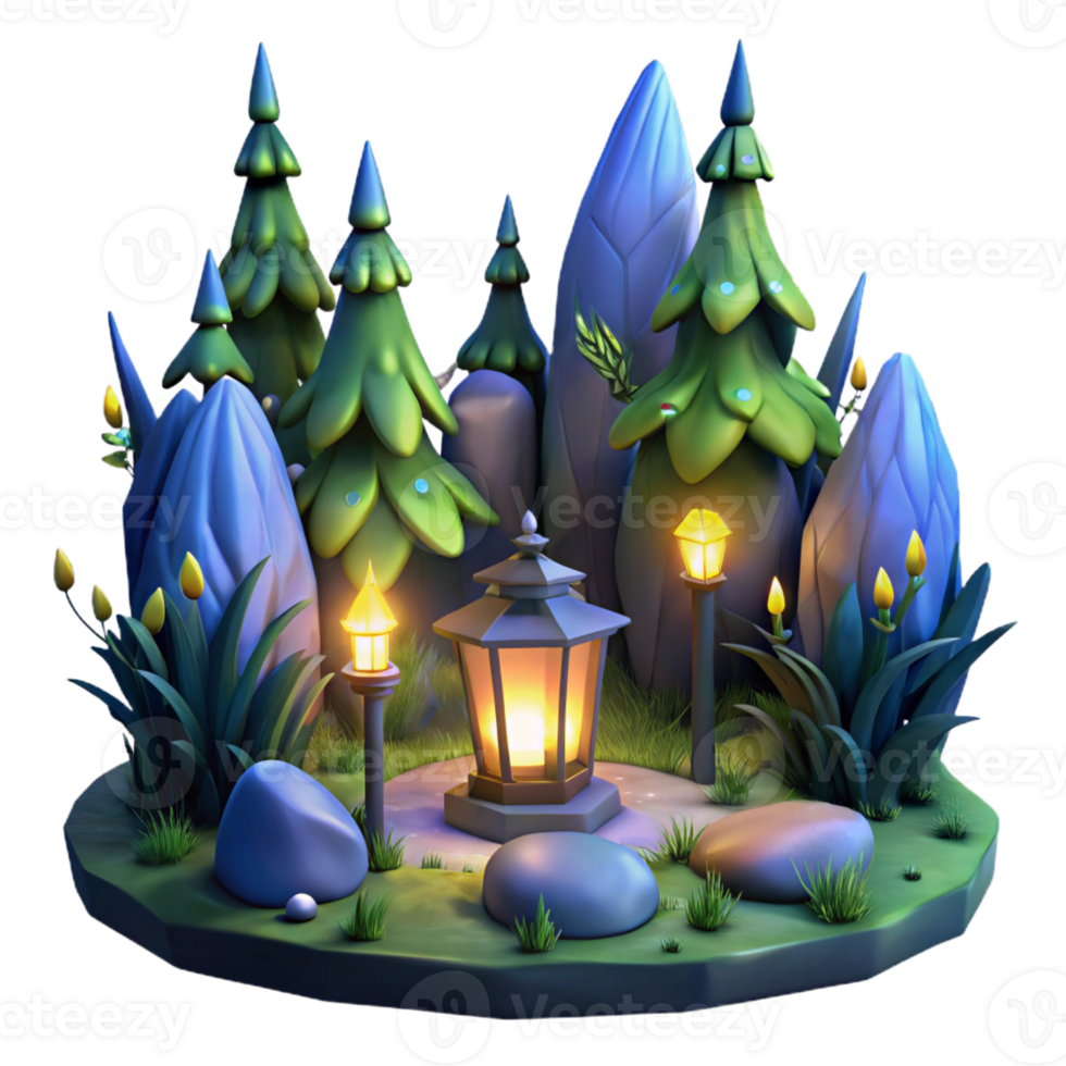 dramatic minimalist A group of fireflies illuminating a dark forest, magical and enchanting lighting, fantasy art style 4K png