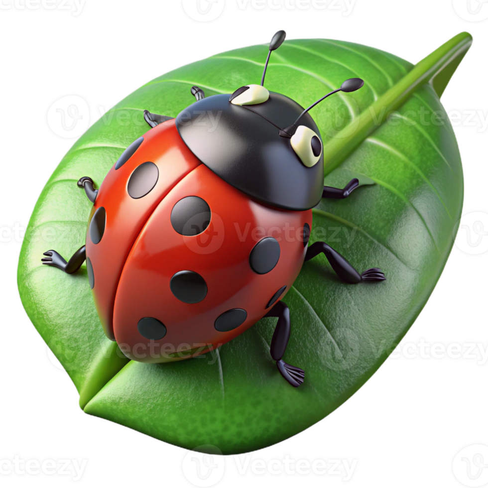 stunning creative A close-up of a ladybug on a leaf, detailed textures, macro photography high resolution png