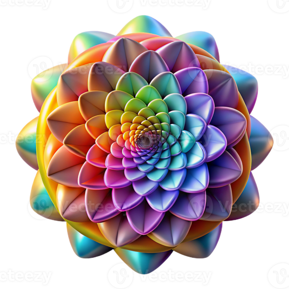 impressive contemporary A complex, multi-layered fractal, illuminated by a shifting, rainbow gradient, in a mathematical art style high resolution png