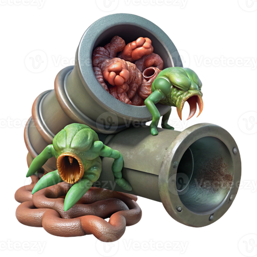 extraordinary vintage A grotesque amalgamation of human and insect parts crawling out of a rusty drainpipe. Grimy, industrial lighting. Body horror, biopunk style genuine png