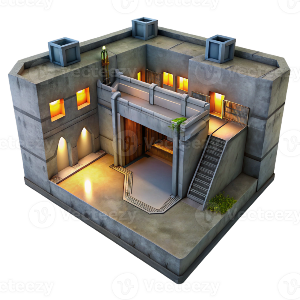 wonderful traditional Underground bunker, concrete walls, dimly lit corridors, post-apocalyptic setting, concept art authentic png
