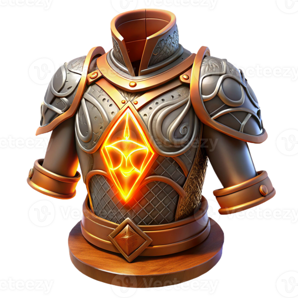 elegant modern A gleaming suit of plate armor, adorned with intricate Celtic knotwork, displayed on a wooden mannequin, illuminated by a warm, flickering candlelight, in a hyperrealistic style 4K png