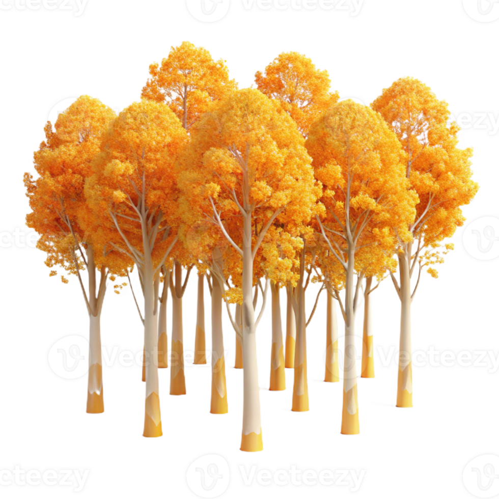 vibrant modern A grove of aspen trees with golden leaves in autumn, vibrant colors, impressionistic style detailed png