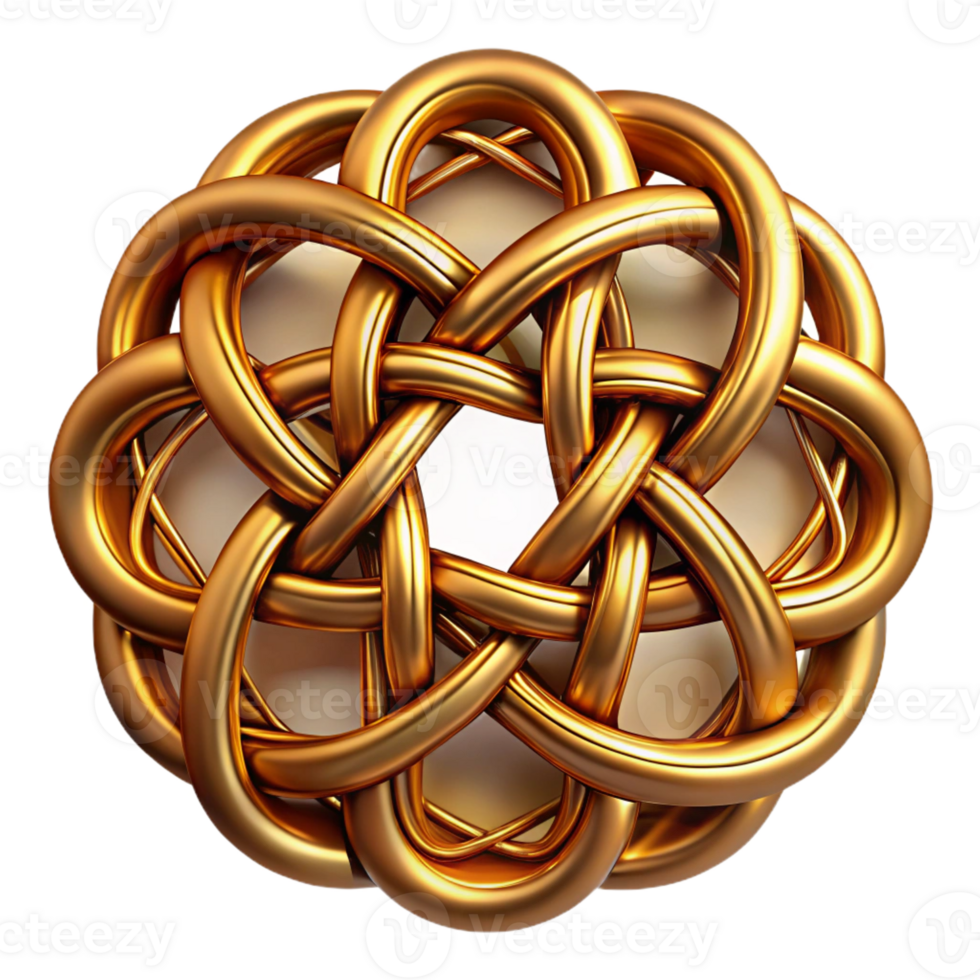 elegant creative A complex network of interwoven Celtic knots, illuminated by a metallic, gold light, in a Celtic art style high resolution png