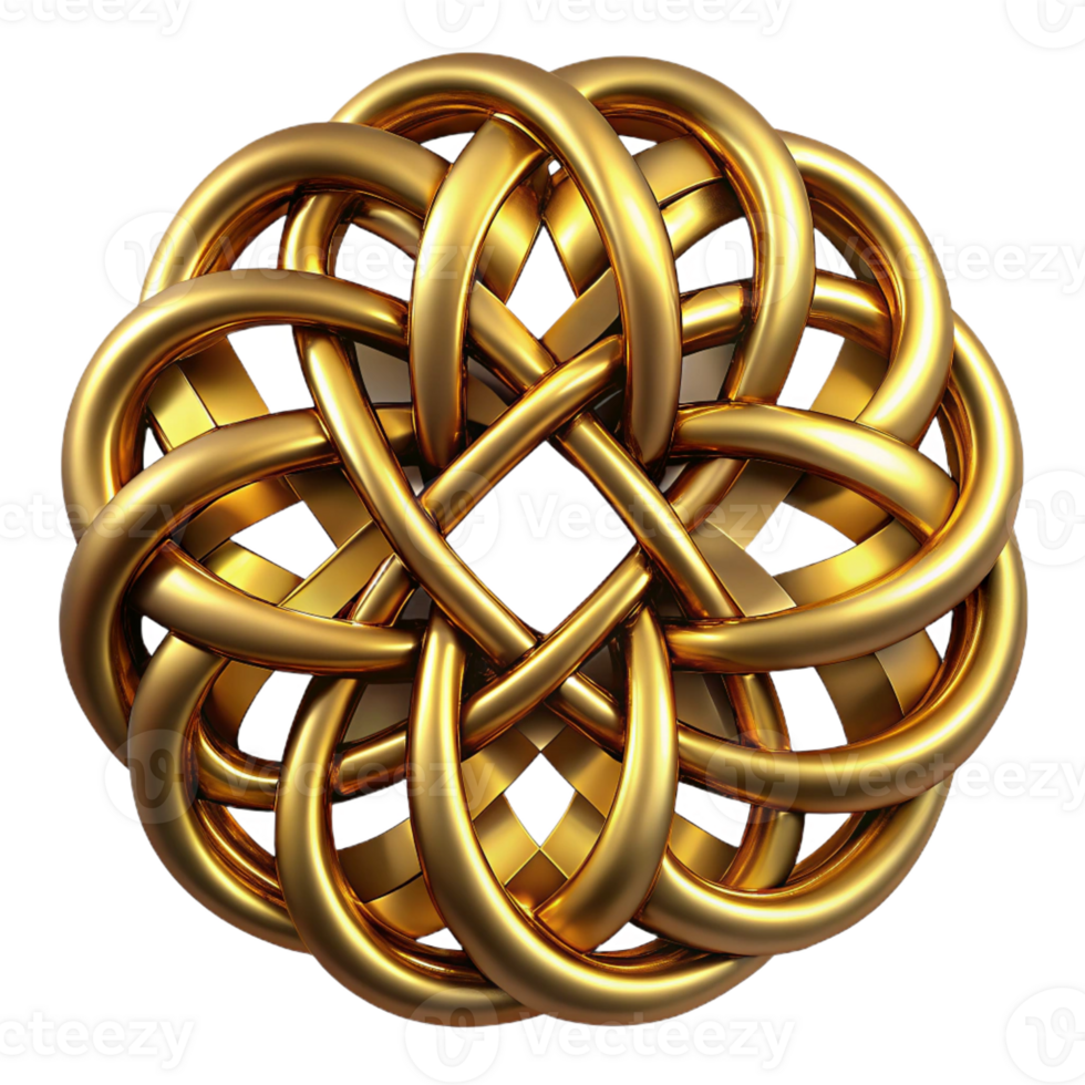 elegant classic A complex network of interwoven Celtic knots, illuminated by a metallic, gold light, in a Celtic art style 4K png
