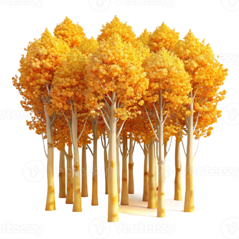 beautiful modern A grove of aspen trees with golden leaves in autumn, vibrant colors, impressionistic style professional png