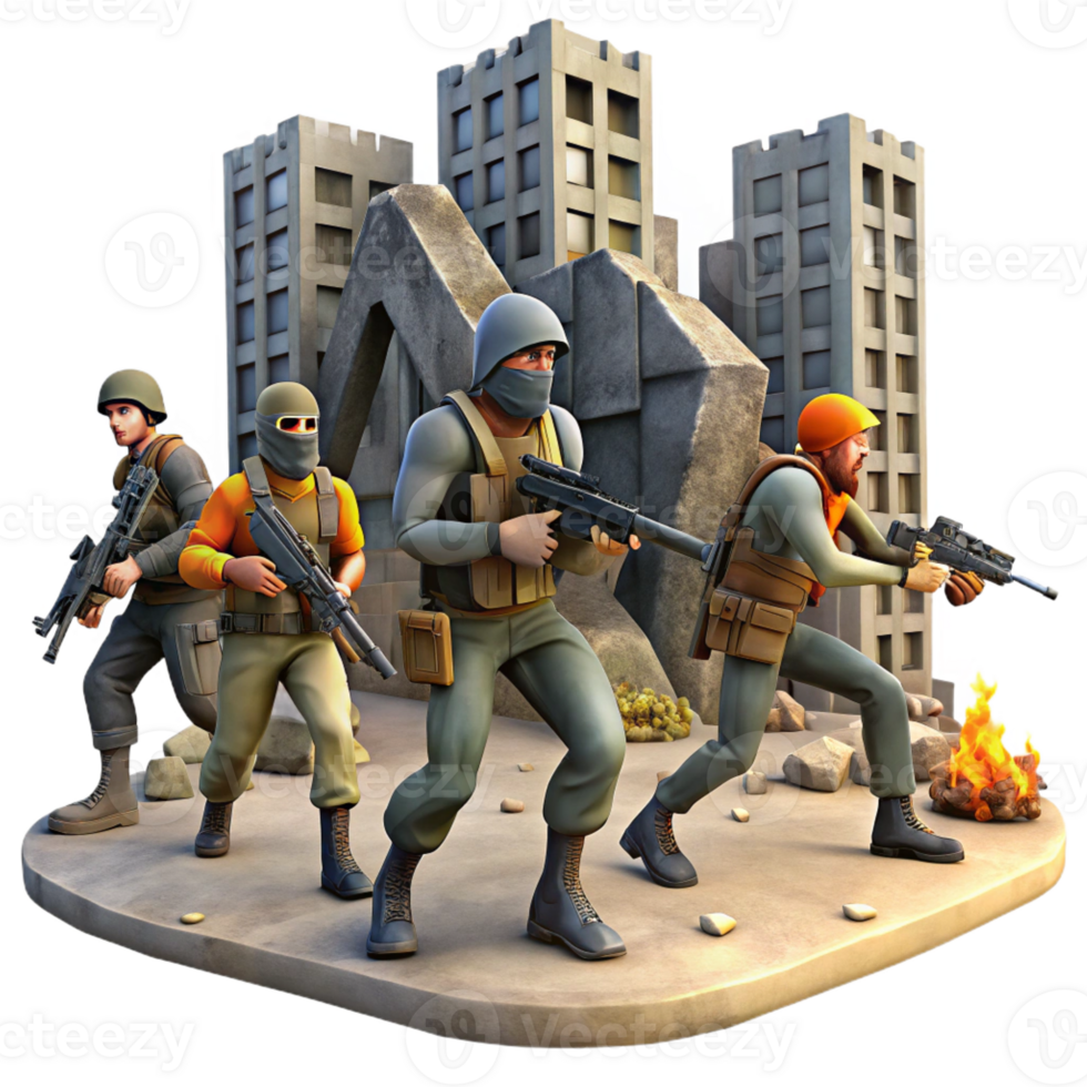 extraordinary rustic A group of rebels prepares for an ambush in a war-torn city. Gritty, urban setting, thriller style genuine png