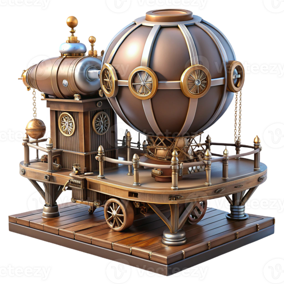 elegant vintage Steampunk airship dock, intricate gears and pipes, Victorian-era aesthetic, digital painting premium png
