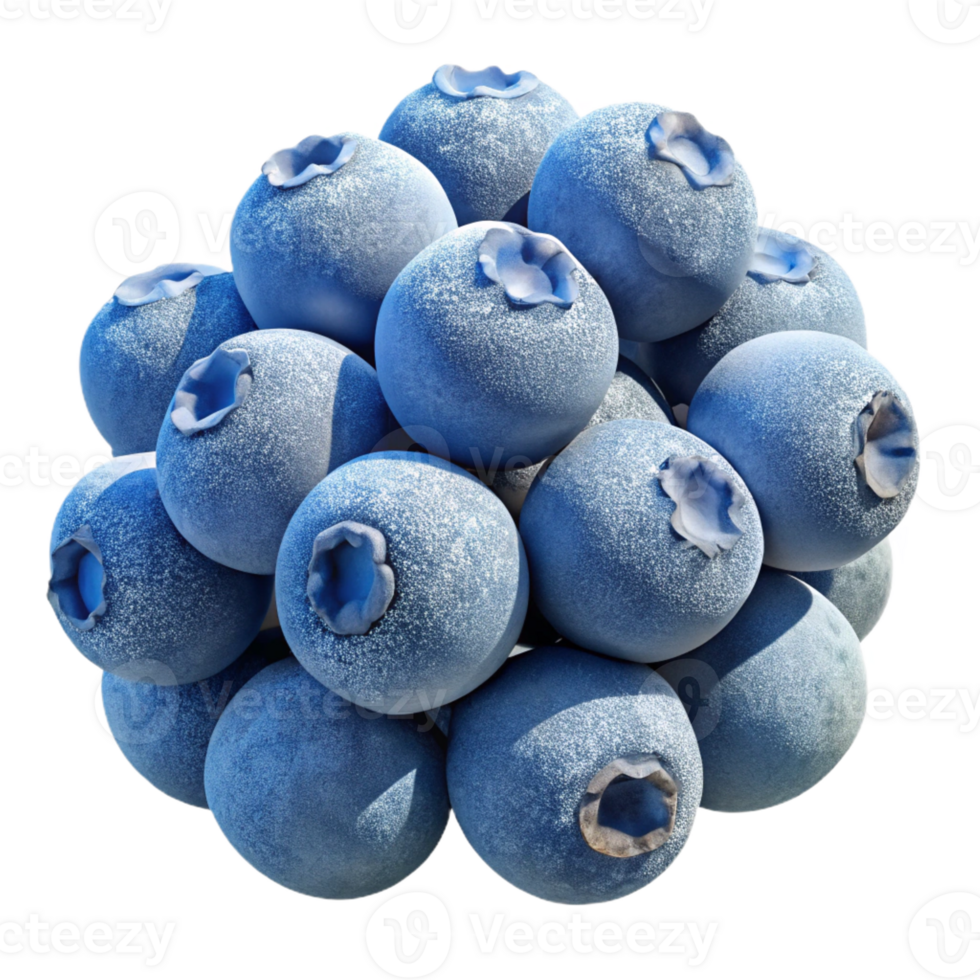 impressive modern A cluster of ripe blueberries covered in a layer of frost, lit by the cold morning light. Macro photography style original png