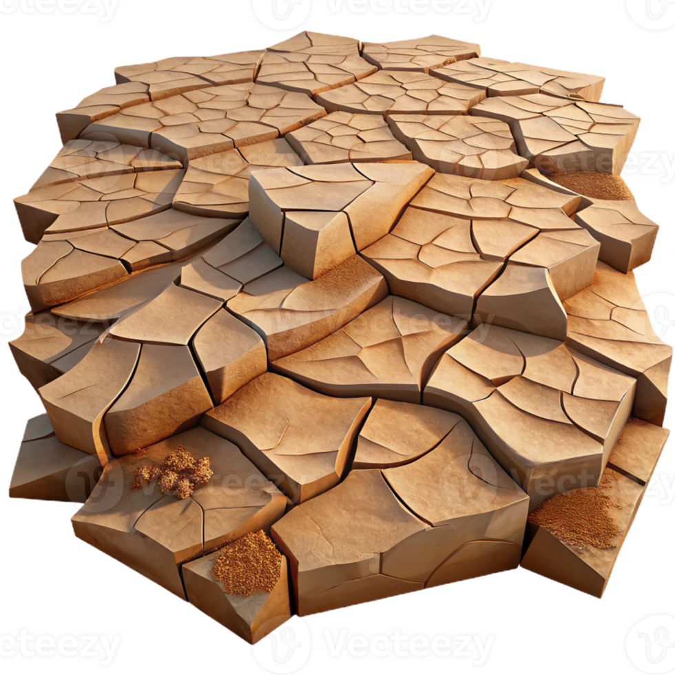 stunning traditional A cracked desert floor, showcasing the intricate patterns of the dried earth, lit by the harsh midday sun. Abstract, nature photography style high resolution png