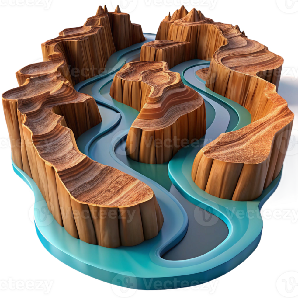 stunning contemporary A winding river cutting through a canyon, dramatic lighting, aerial photography premium png