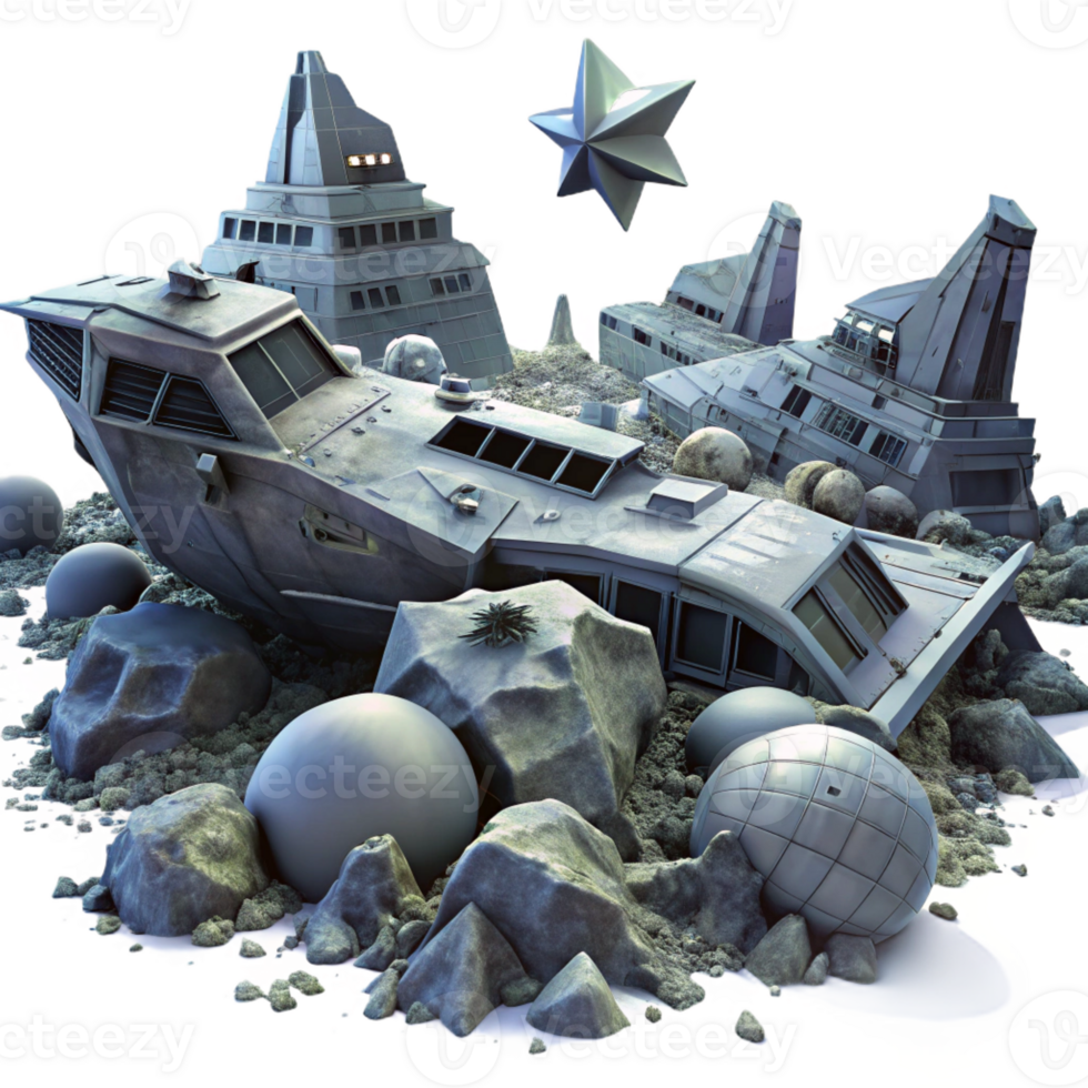 vibrant rustic A spaceship graveyard filled with derelict vessels, orbiting a dying star. Eerie, dim lighting. Space opera style high quality png