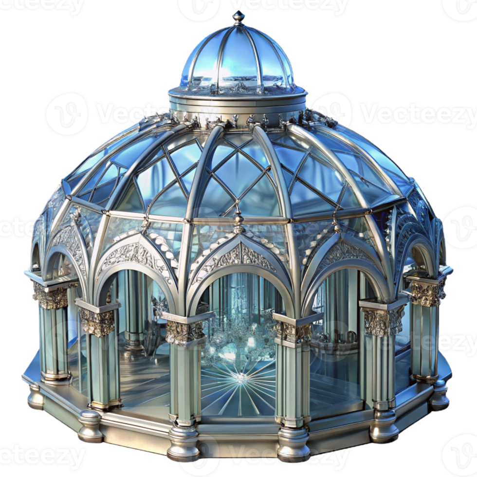 elegant classic Crystal palace, intricate glass and metal structure, shimmering light, magical atmosphere, digital art genuine png