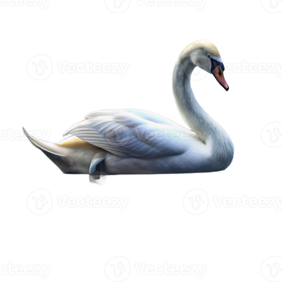 serene vintage A graceful swan gliding across a still lake, soft morning mist, impressionistic painting style 4K png