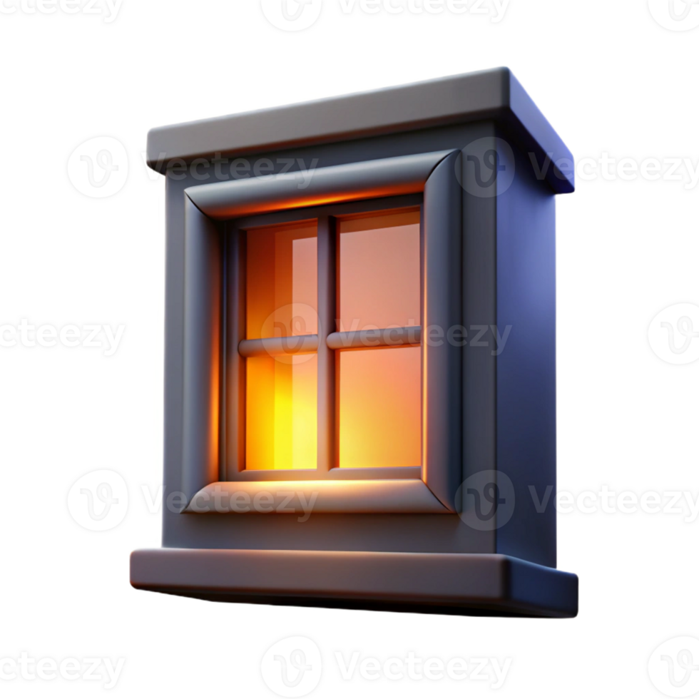 dramatic minimalist A single window glowing in a darkened apartment building, warm interior light contrasting with cool exterior, cinematic lighting, realistic style genuine png