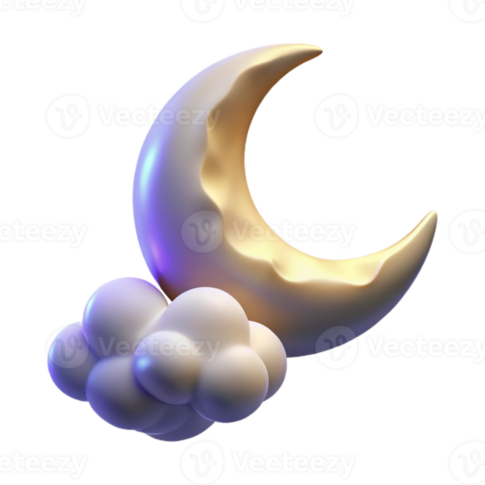 beautiful contemporary A crescent moon shining through wispy clouds, ethereal lighting, dreamy style original png