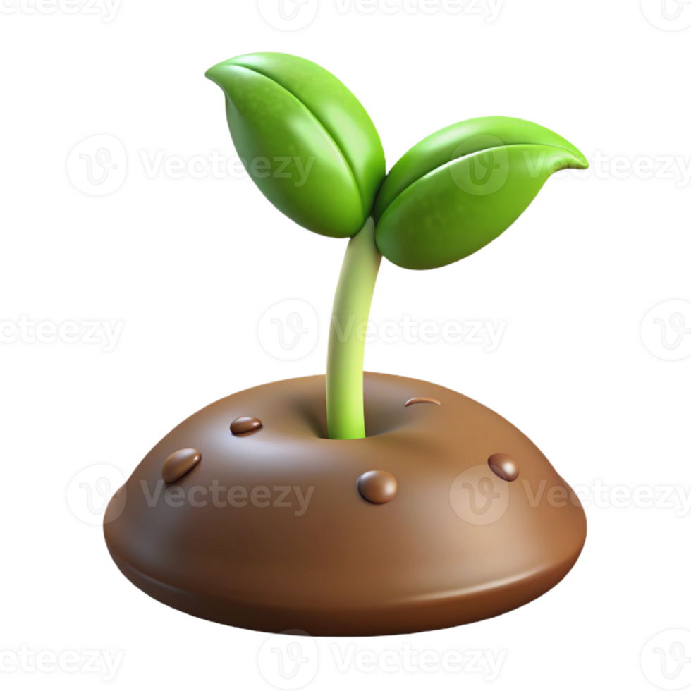 elegant contemporary A sprouting seed pushing through the soil, new life and growth, macro photography, realistic rendering high resolution png