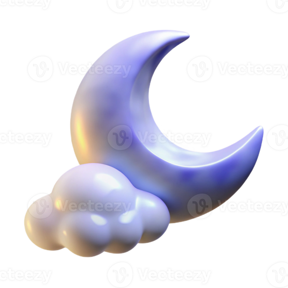 beautiful creative A crescent moon shining through wispy clouds, ethereal lighting, dreamy style exclusive png