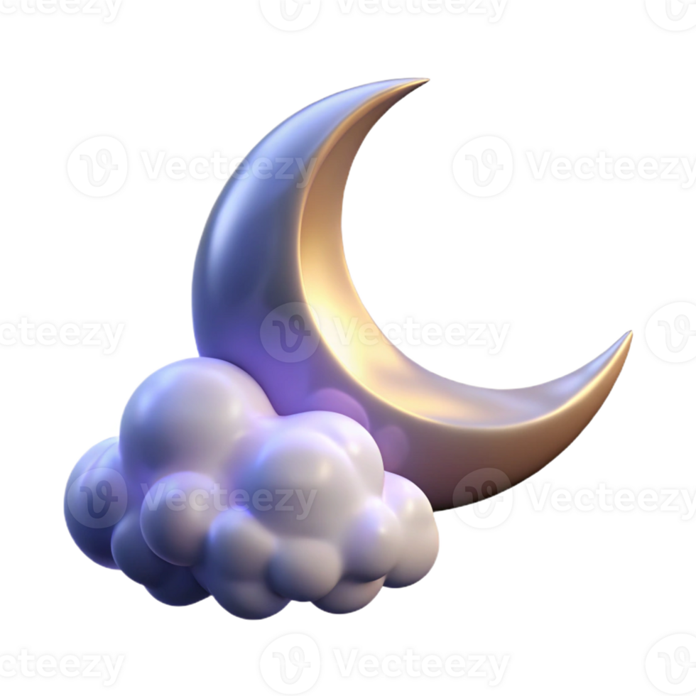 serene minimalist A crescent moon shining through wispy clouds, ethereal lighting, dreamy style high quality png