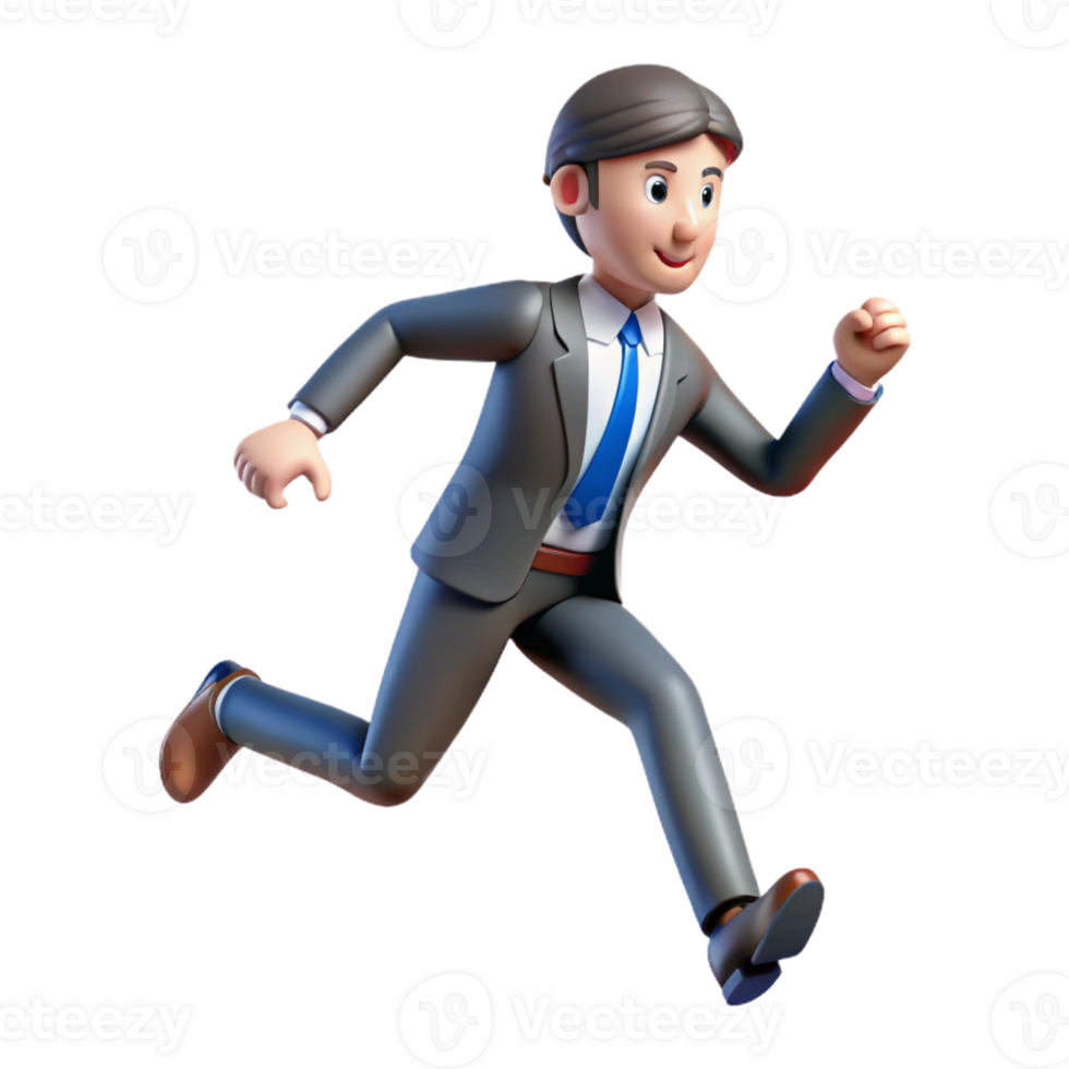 elegant modern A businessman hurrying down a busy street, street photography, fast-paced motion blur detailed png
