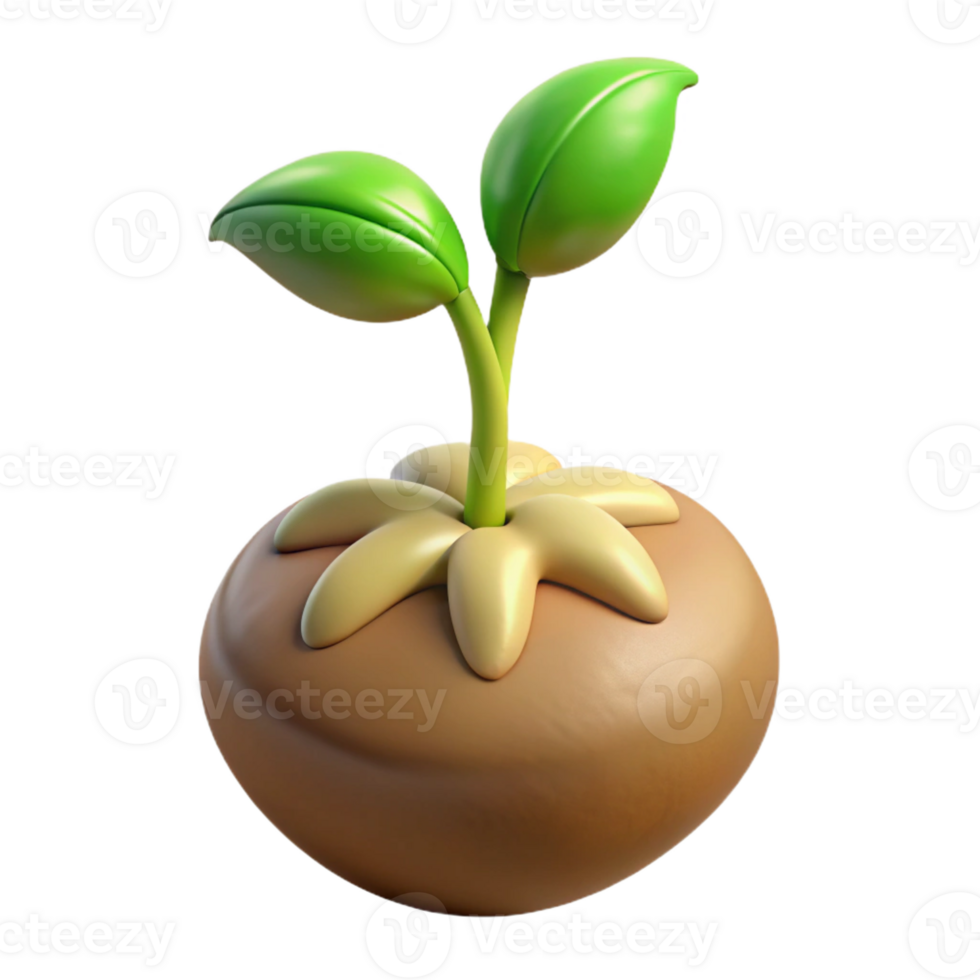 vibrant creative A sprouting seed, emerging roots and leaves, soft earth tones, time-lapse photography style detailed png