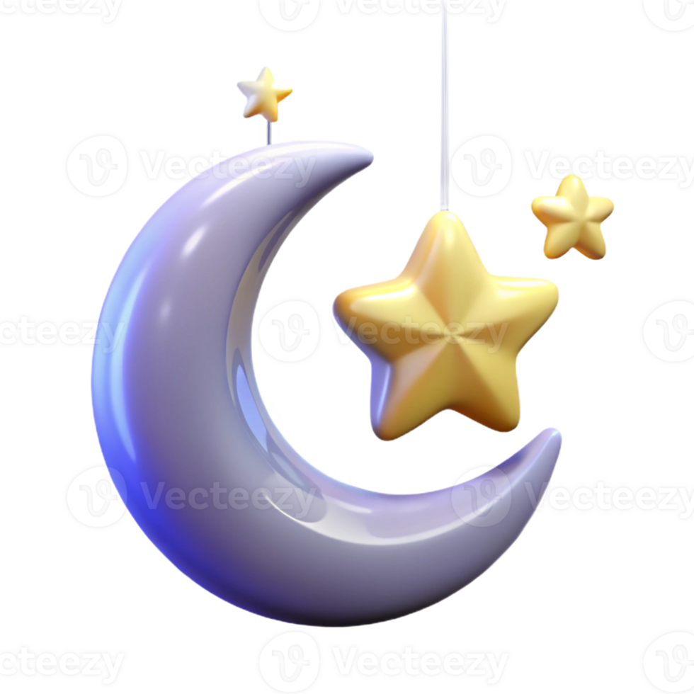 wonderful classic A crescent moon hanging in a star-filled night sky, ethereal lighting, dreamlike style genuine png