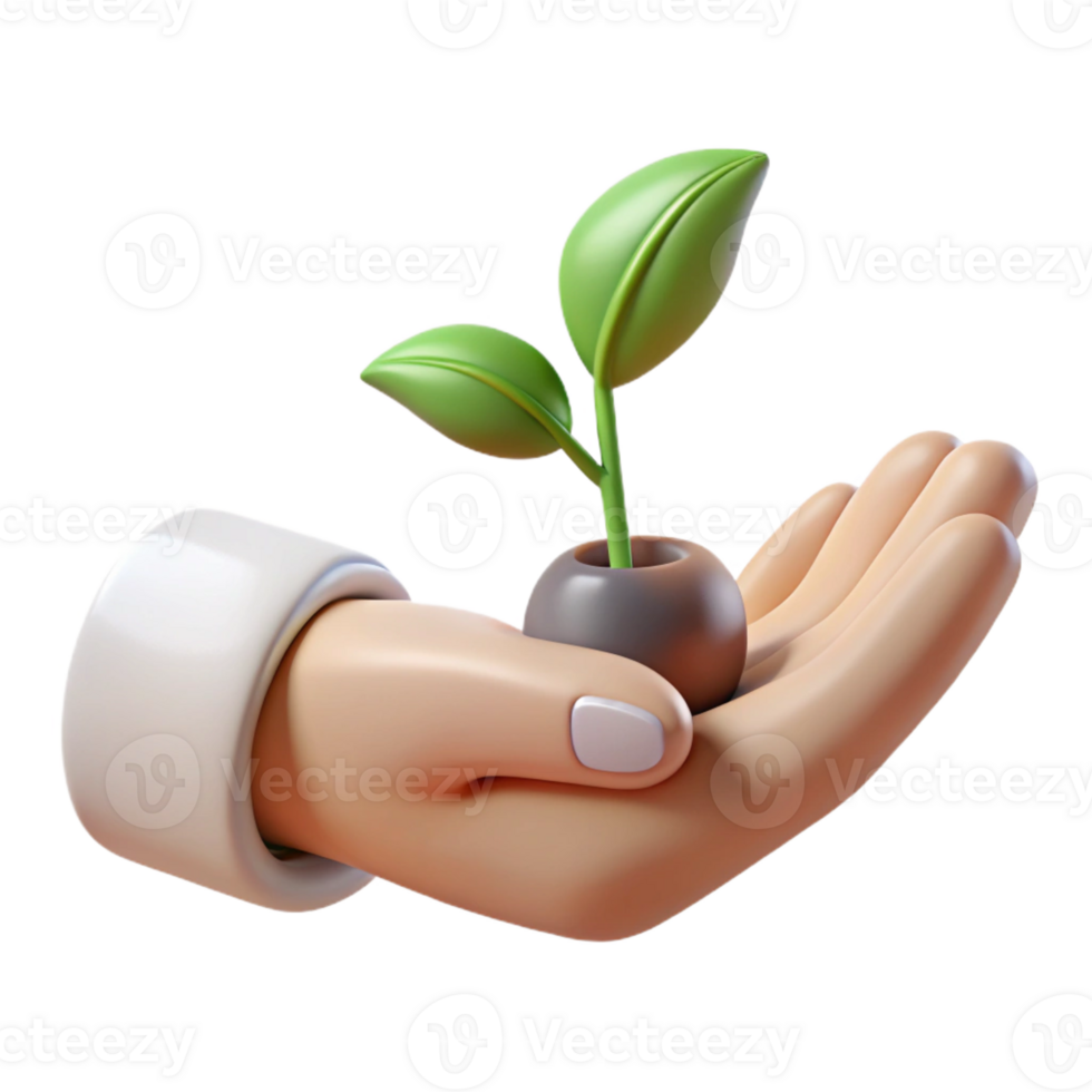 stunning vintage A close-up of a human hand holding a small plant, symbolic of growth and nurture 4K png
