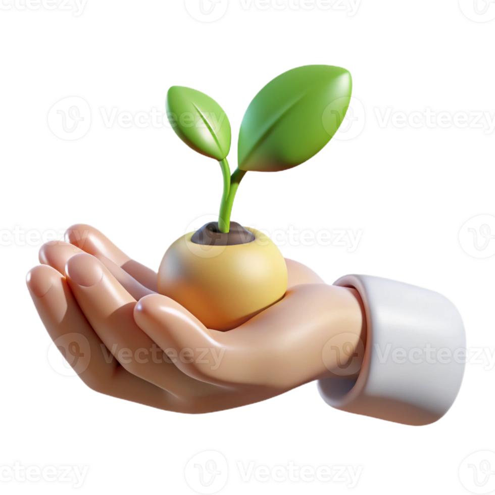 beautiful artistic A close-up of a human hand holding a small plant, symbolizing growth and nurturing, soft lighting, minimalist style professional png