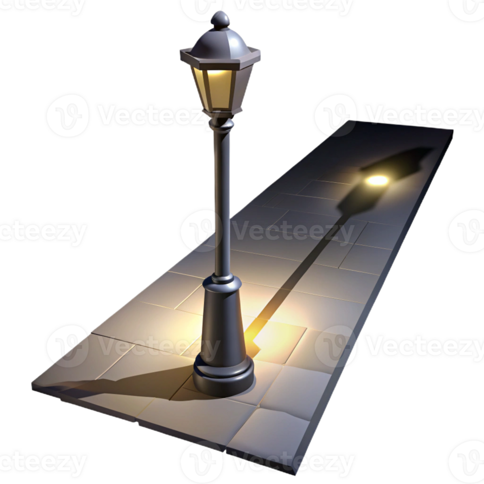 vibrant traditional A streetlight casting long shadows on a deserted street, noir lighting, mysterious atmosphere, cinematic style professional png