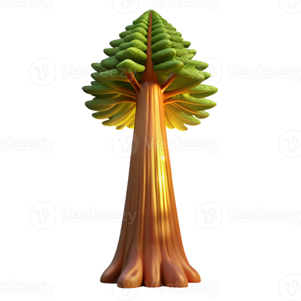 impressive modern A giant sequoia tree reaching towards the sky, soft golden light, majestic style detailed png