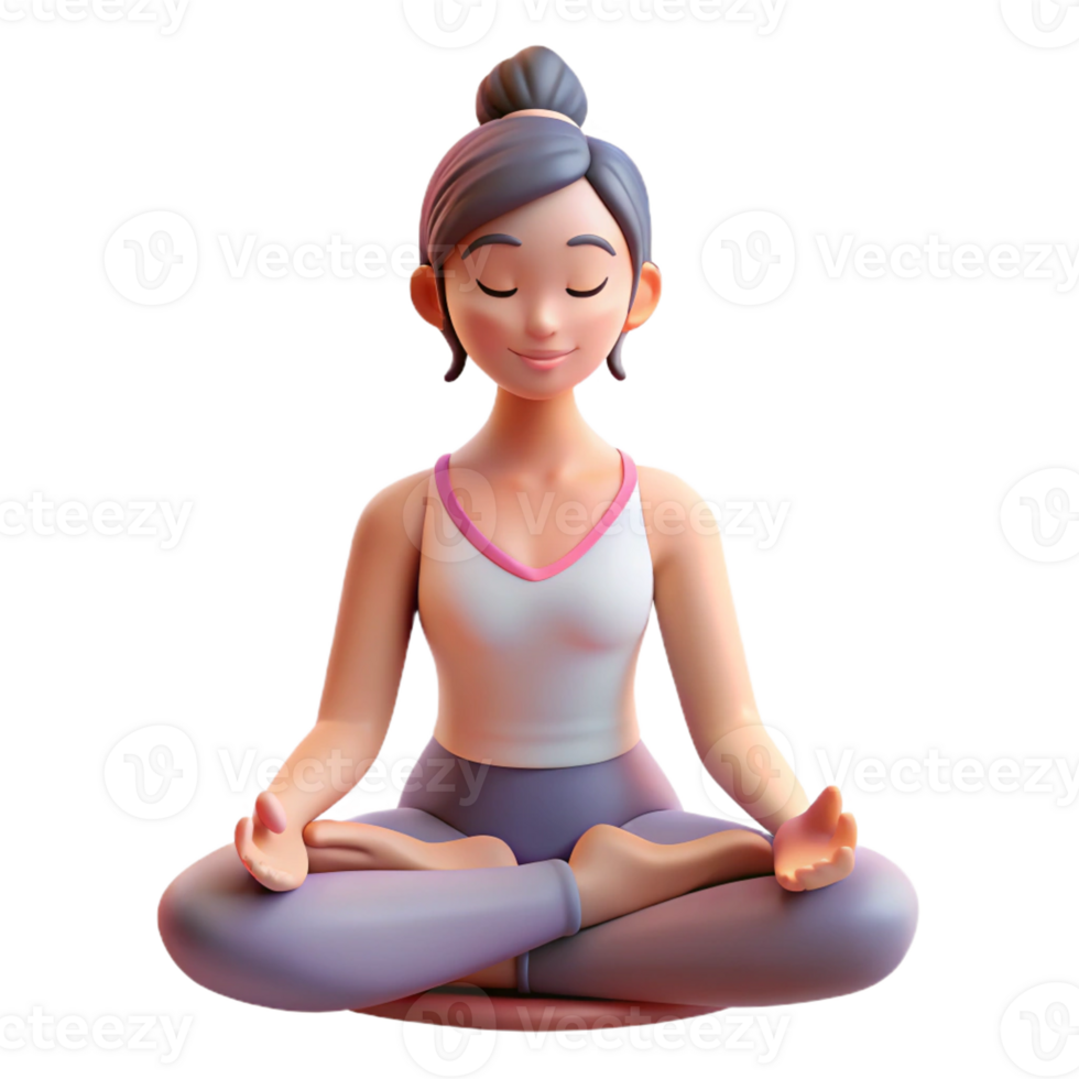 beautiful contemporary Portrait of a woman with a serene expression, practicing yoga, lit by soft, diffused light, in a spiritual style premium png