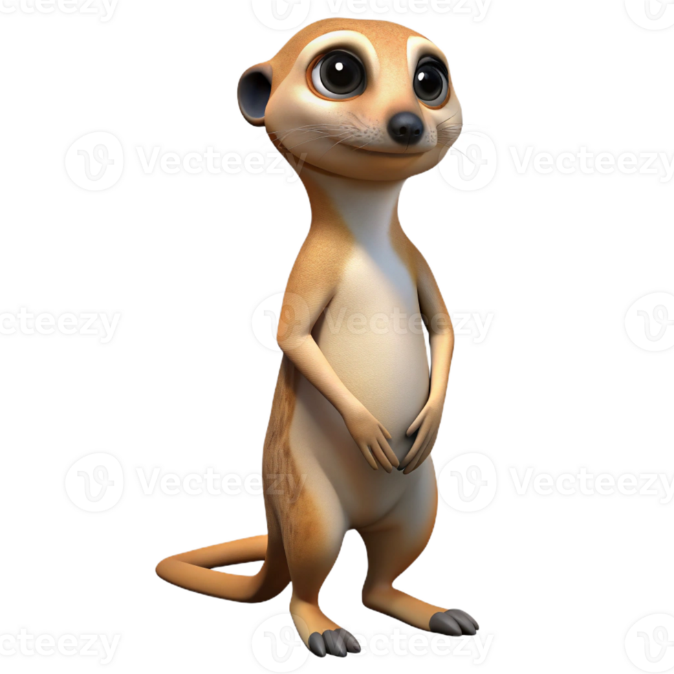 vibrant minimalist A curious meerkat standing on its hind legs, alert and inquisitive expression, desert landscape premium png