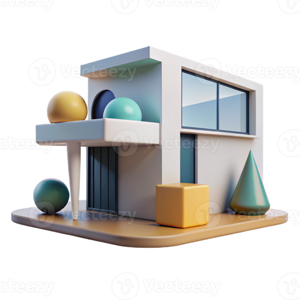 stunning minimalist Bauhaus house, geometric shapes, functional design, natural light, minimalist style detailed png