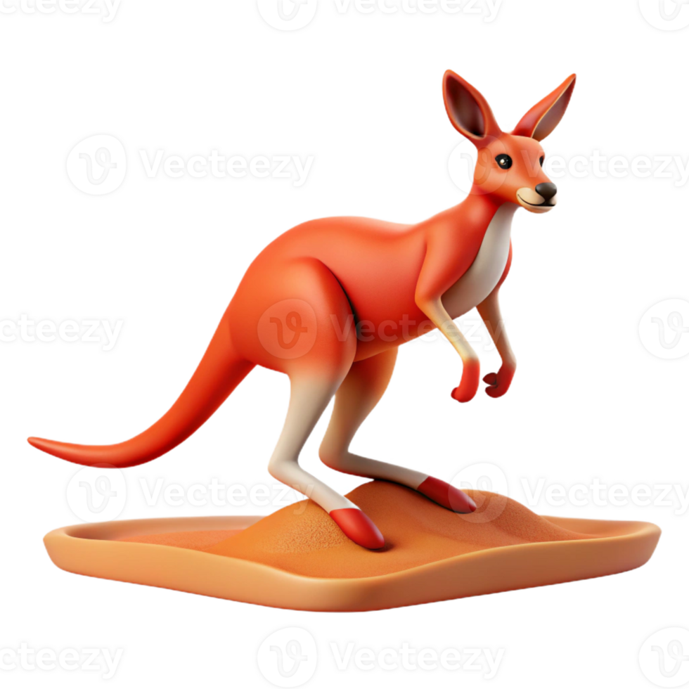 dramatic classic A kangaroo hopping across the Australian outback, red desert landscape, dynamic action shot exclusive png