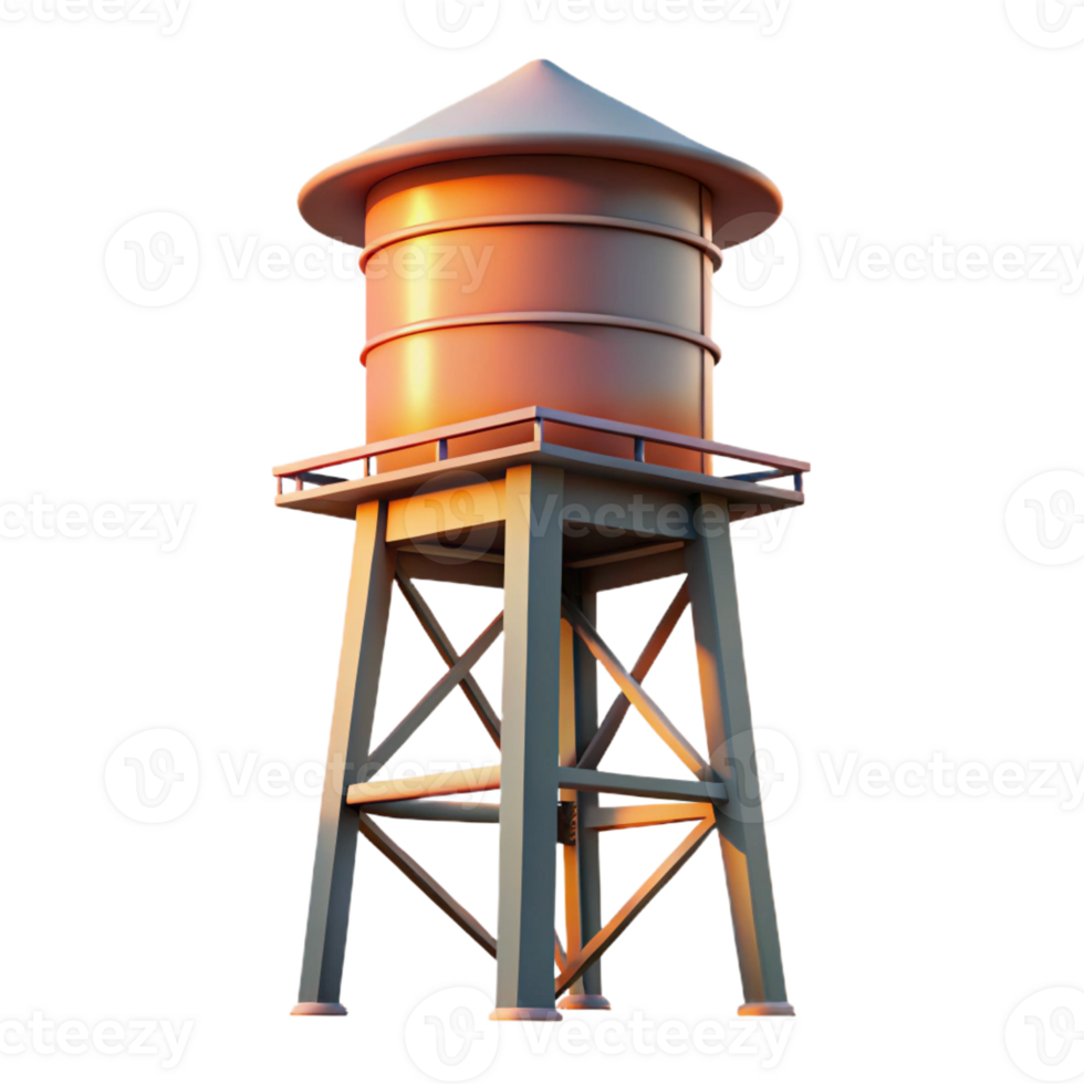 impressive artistic A rooftop water tower silhouetted against the sunset sky, urban landscape, warm colors, minimalist style premium png