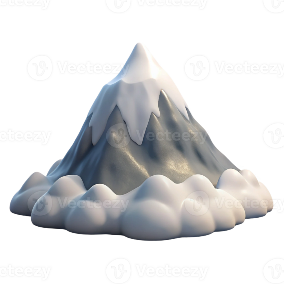 dramatic creative A snow-covered mountain peak piercing through the clouds, crisp morning light, realistic landscape painting high resolution png